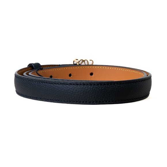 Loewe Anagram Smooth Calfskin Brass Belt Black